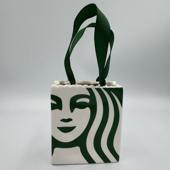 Starbucks 2019 Limited Ceramic Tote Holiday Ornament/Gift Card Holder - Picture 1 of 7